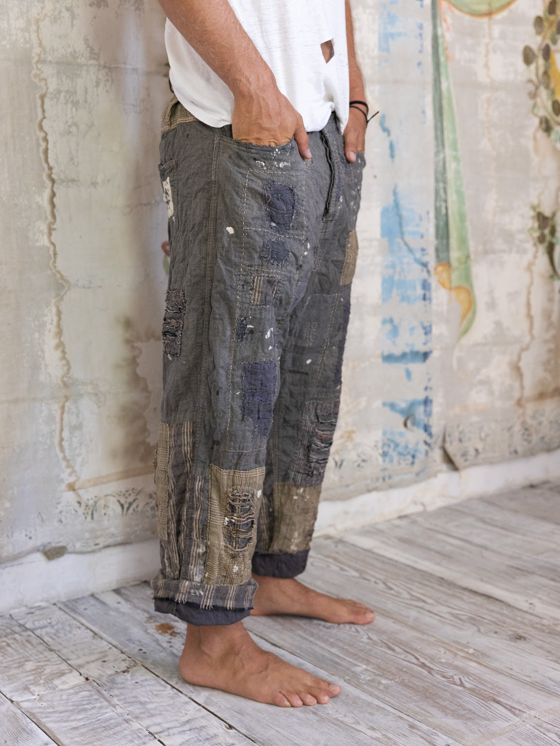 Cotton Patchwork Miner Trousers